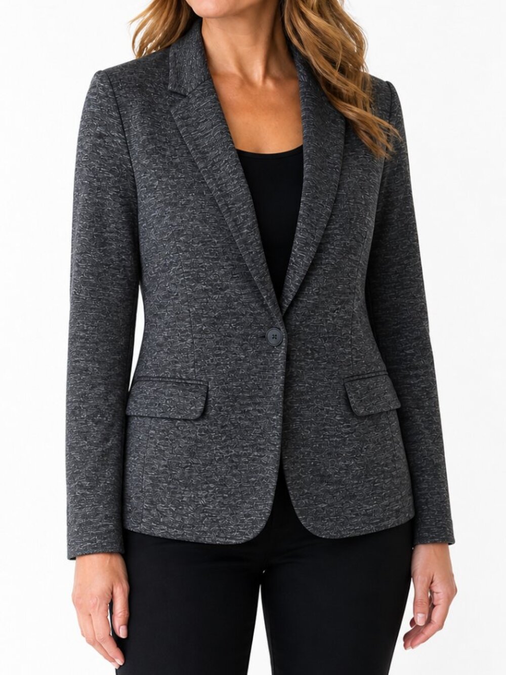 Hugo Boss Jasmena Knit Gray Soft Stretch Ponte Career Jacket Blazer Size 10